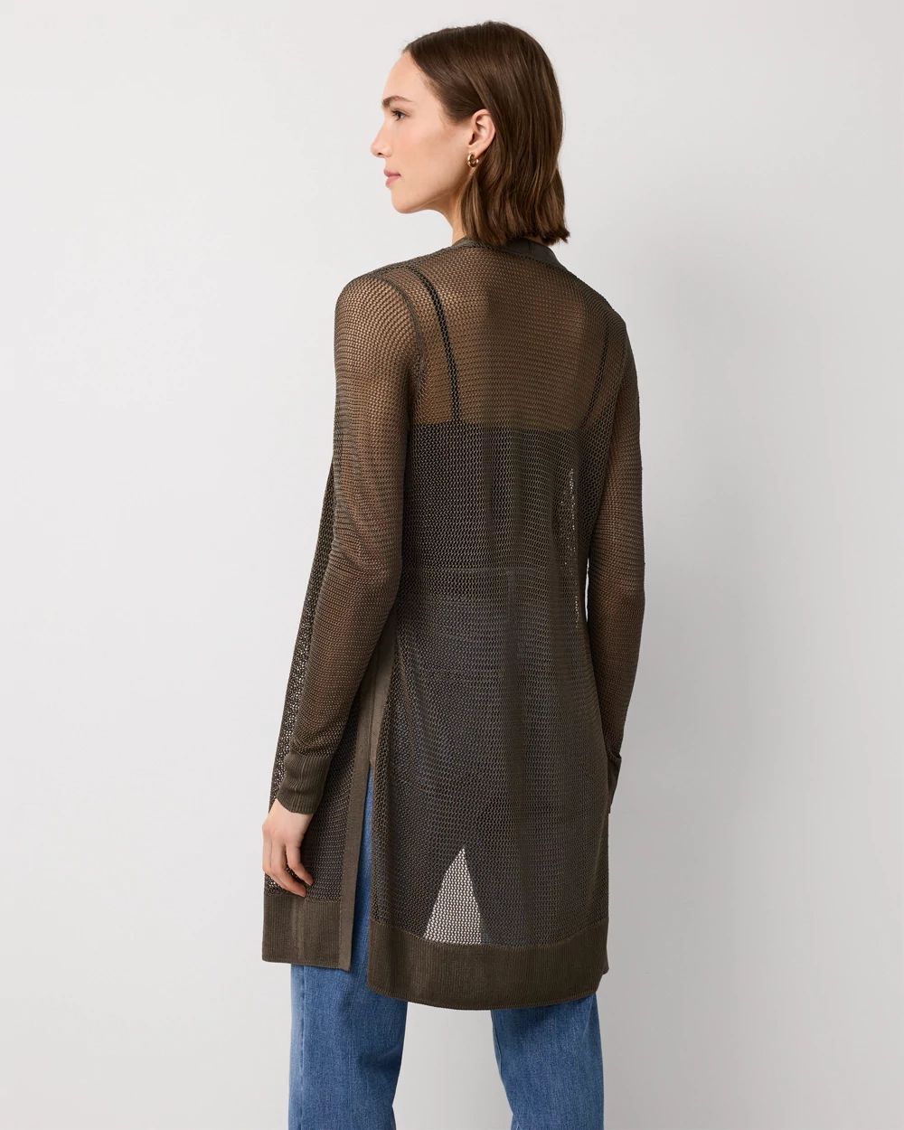 Open Stitch Longline Cardigan | White House Black Market